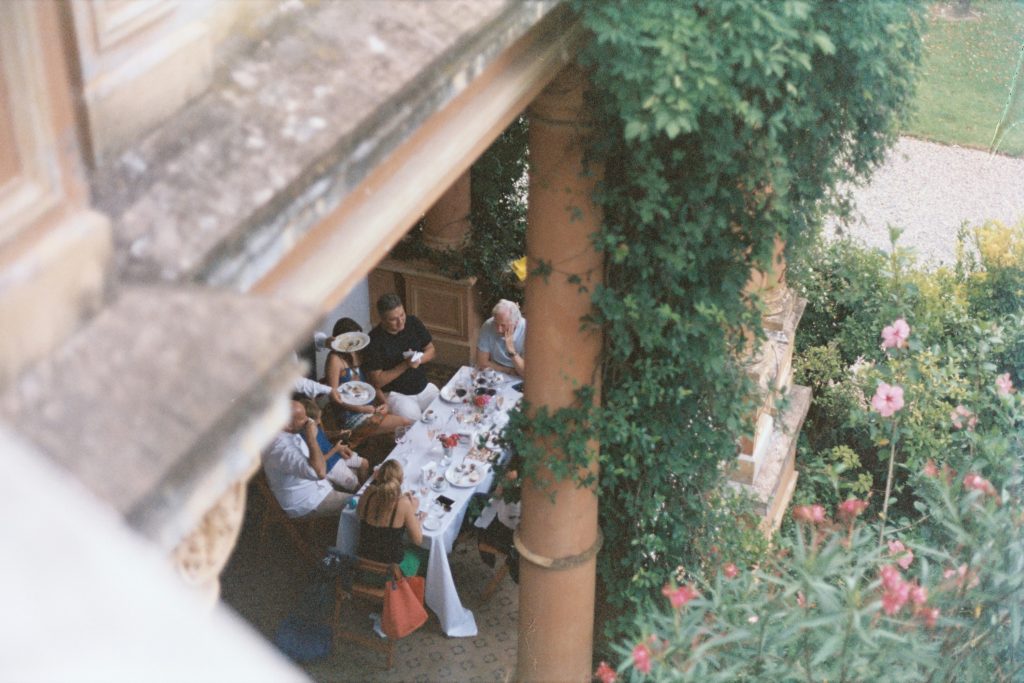 family having lunch