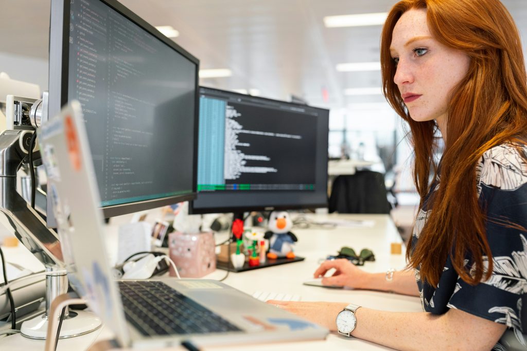 woman sitting at office